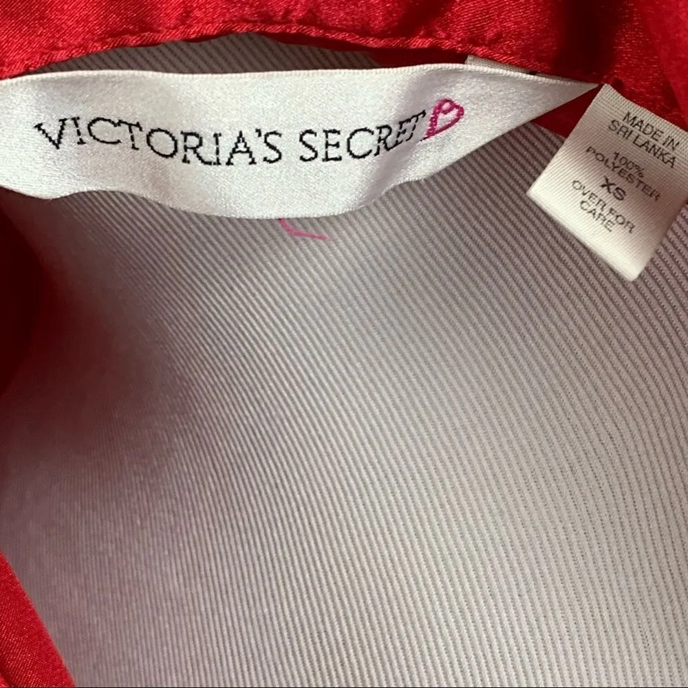 Vintage Victoria’s Secret heart label red satin button down sleep shirt - Image 6