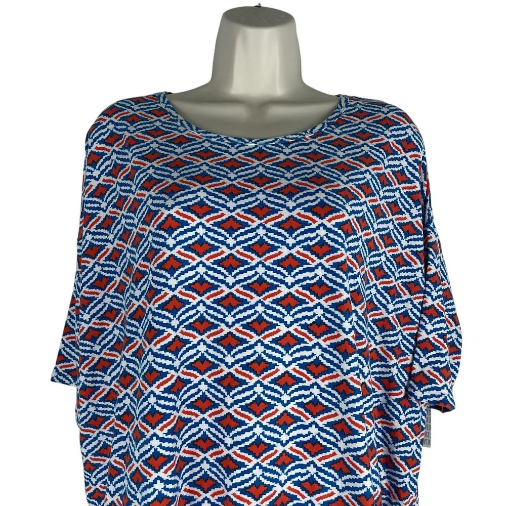 Lularoe Irma Short Sleeve Printed Oversized Tunic Top Blue Size M - Image 3