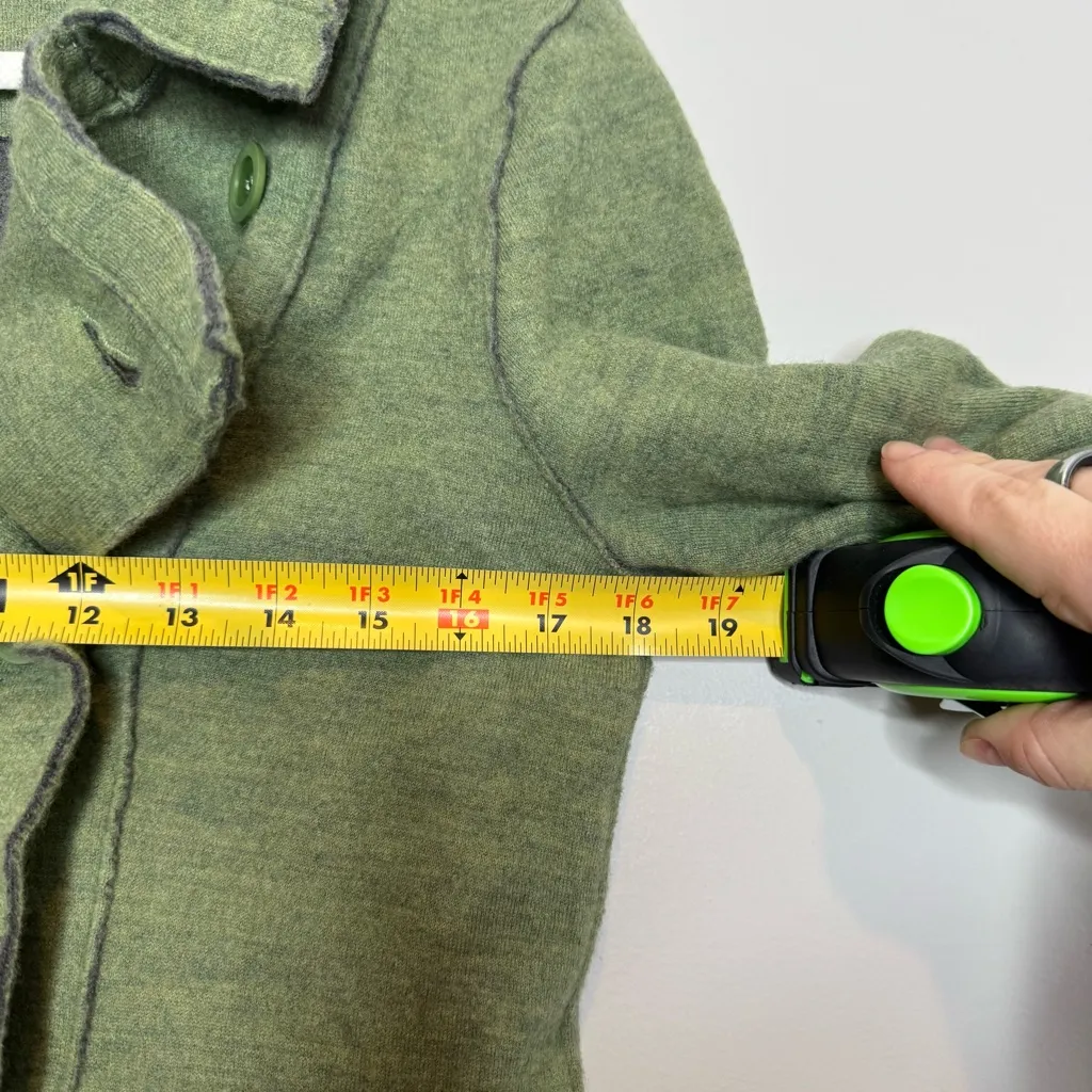 Eileen Fisher Merino Wool Double-Breasted Peacoat Sweater Jacket Green Size S - Image 6