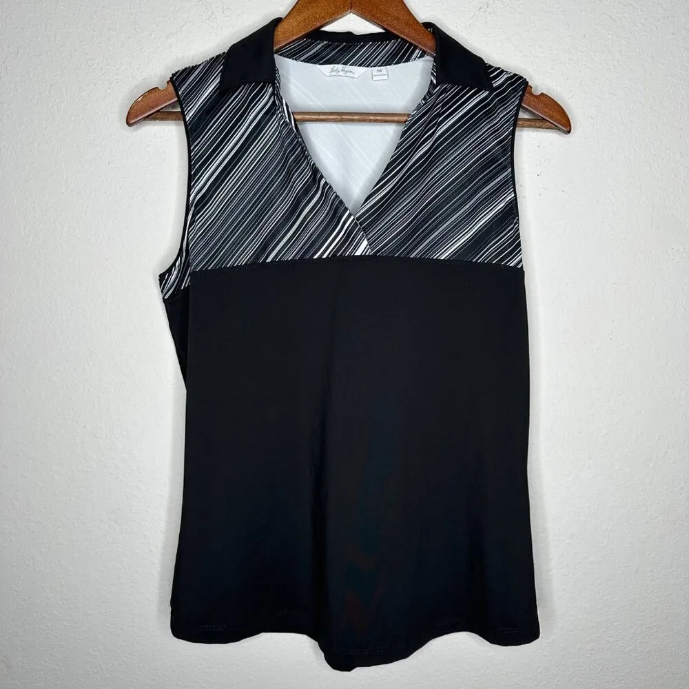 Lady Hagen Empower Collection Stripe Yoke Sleeveless‎ Golf Polo Sz M - Image 4