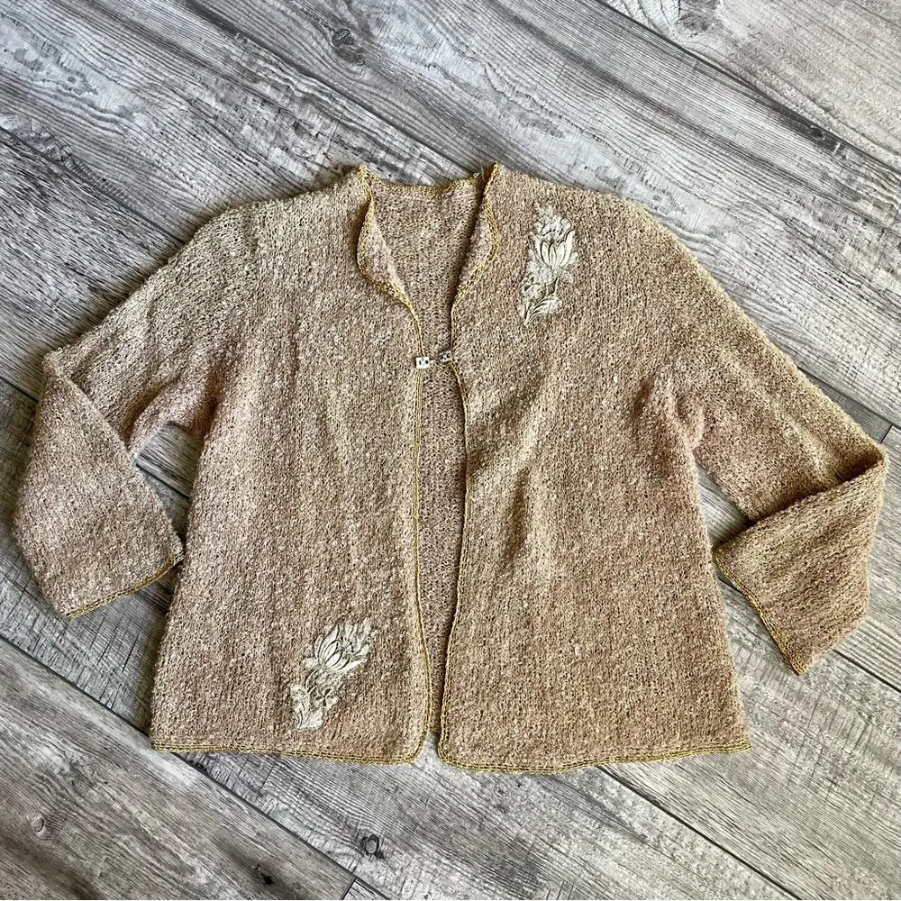 VINTAGE 1960s boucle knit cardigan Size 8 - Image 6