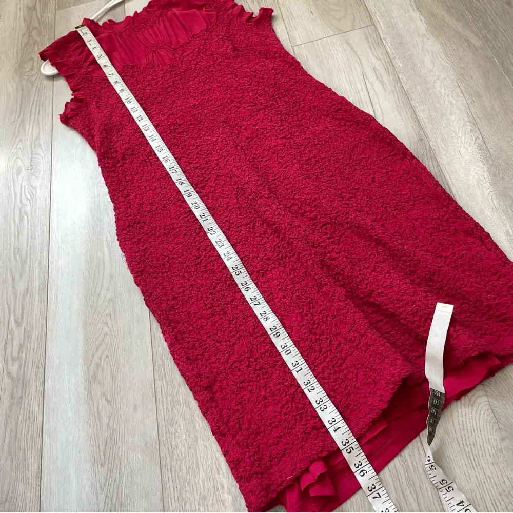 Anthropologie Textured Dress NWT ruffle trim mini pink (small) party bright - Image 8