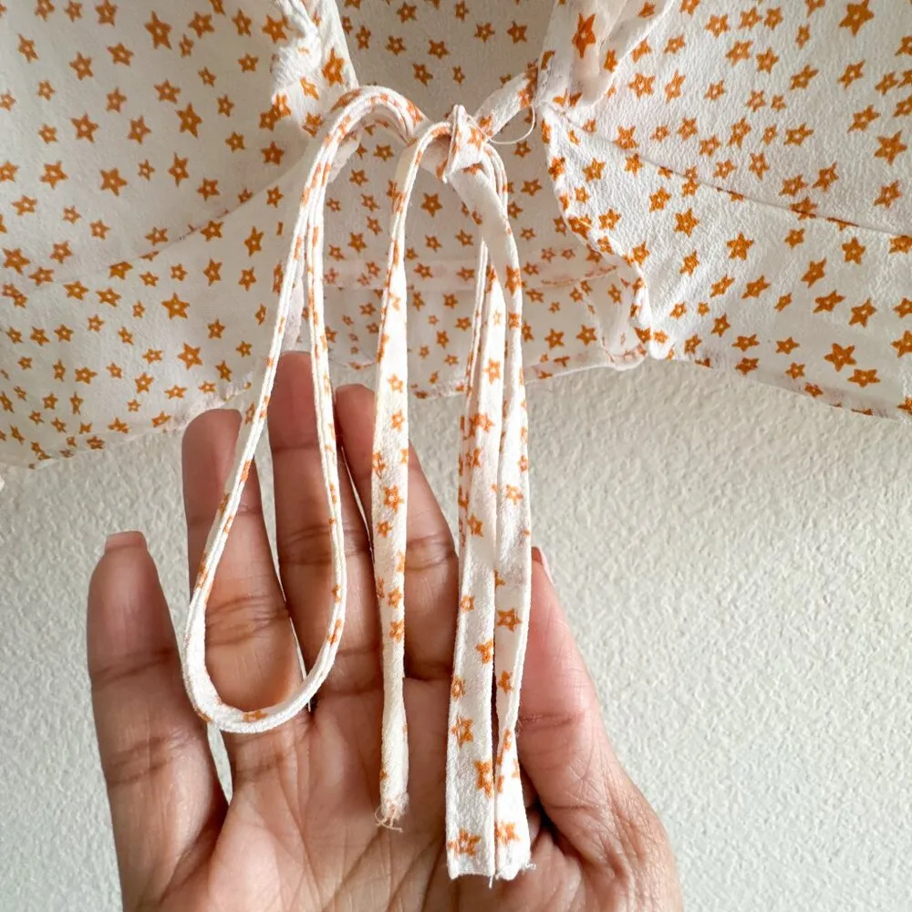 For Love and Lemons Cropped Aurora tie top in “white star” Small - Image 6