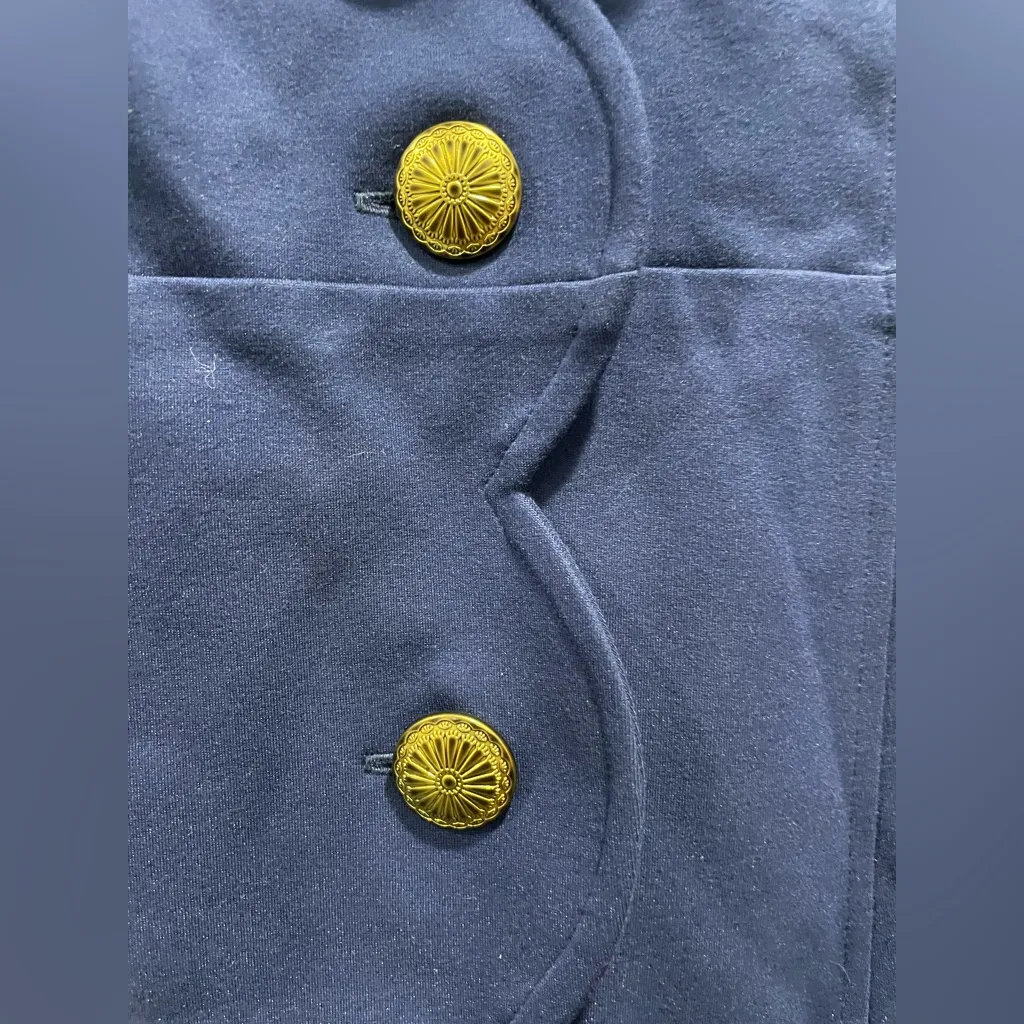 Anthropologie Maeve Navy Blue Scalloped Buttondown Dress size XS - Image 5