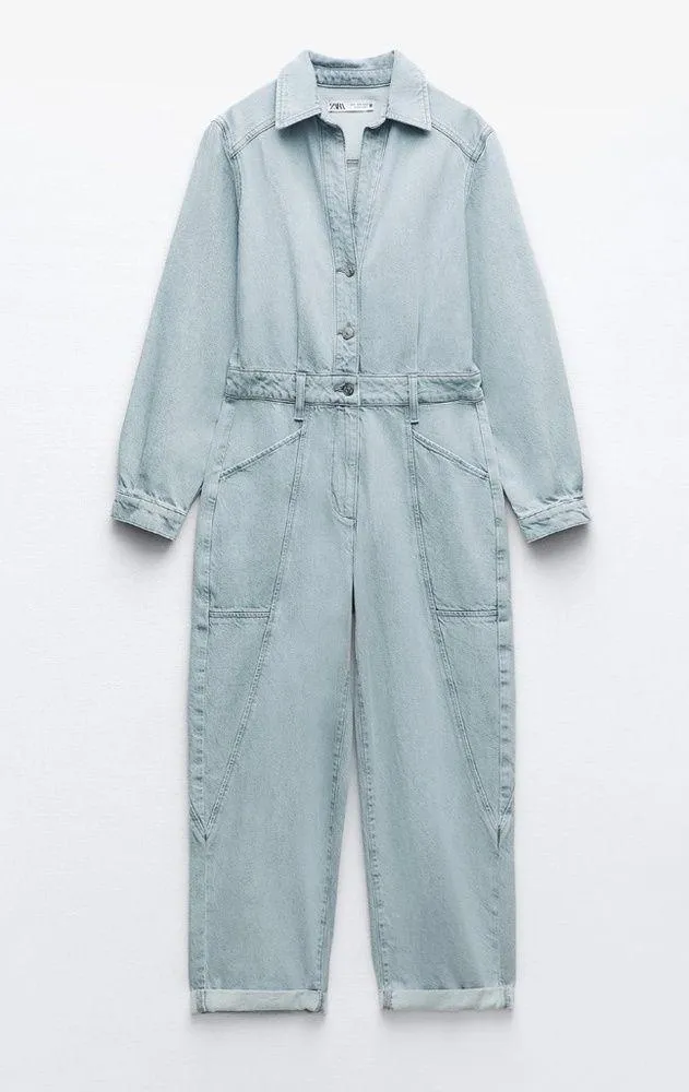 Zara Straight Denim Jumpsuit - Image 5