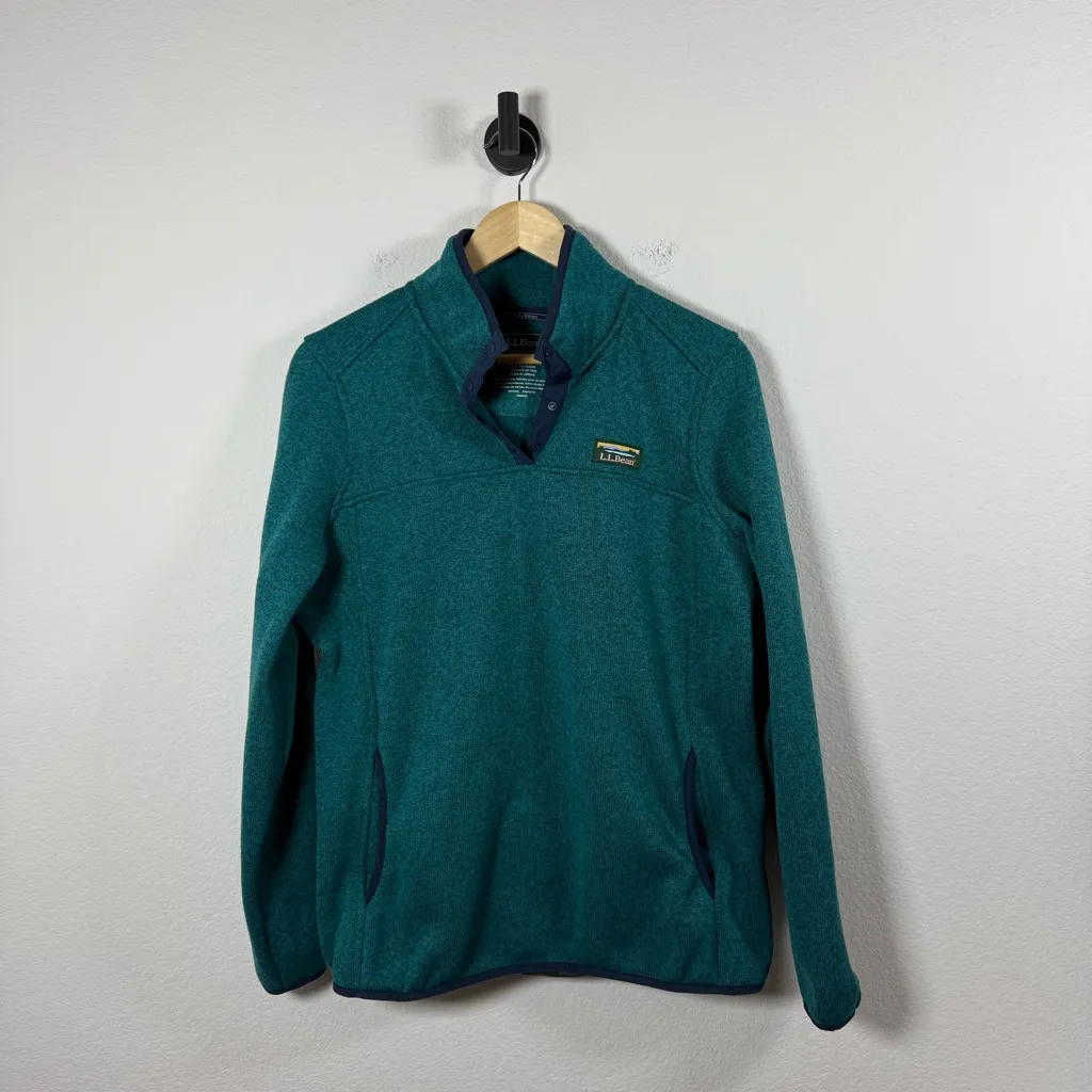 L.L. Bean Women’s Sweater Fleece Pullover in Teal Size L Blue Size L - Image 7