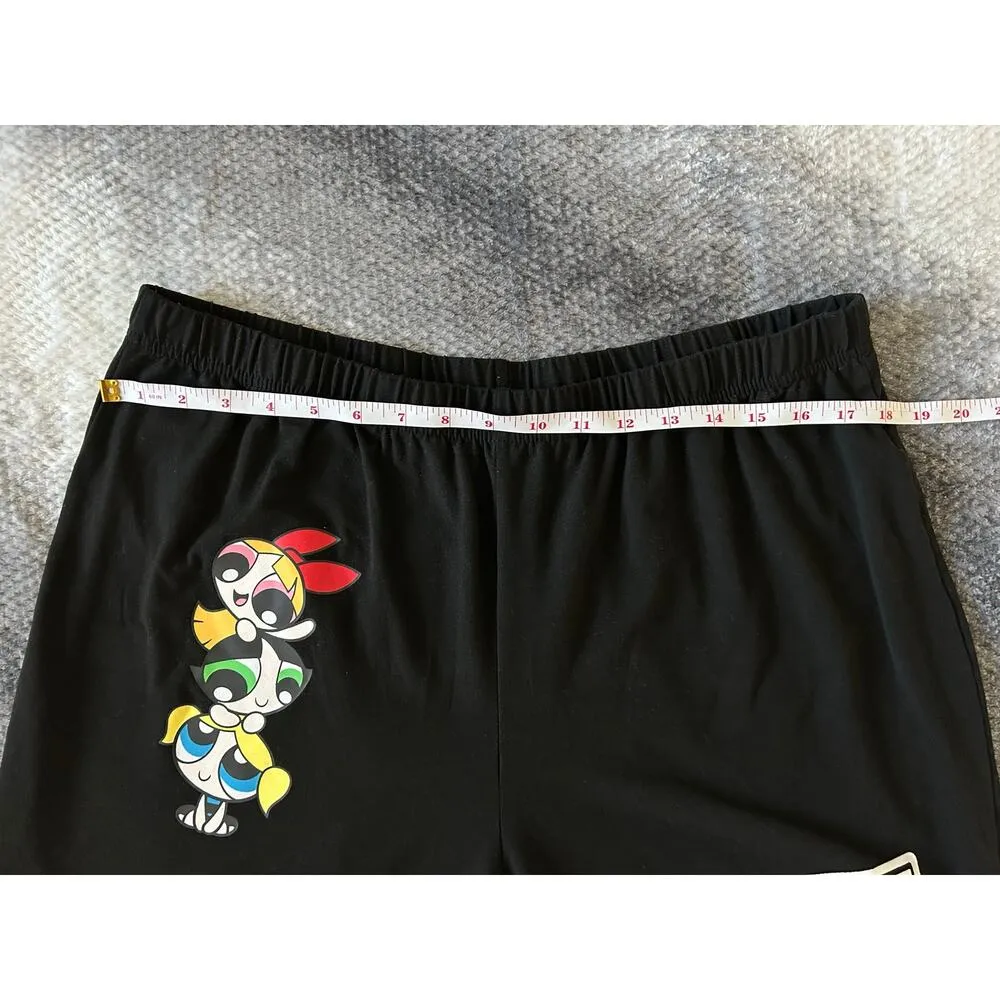 Romwe Powerpuff Girls Cartoon Letter Graphic Biker Black Shorts Plus Size 3XL - Image 9
