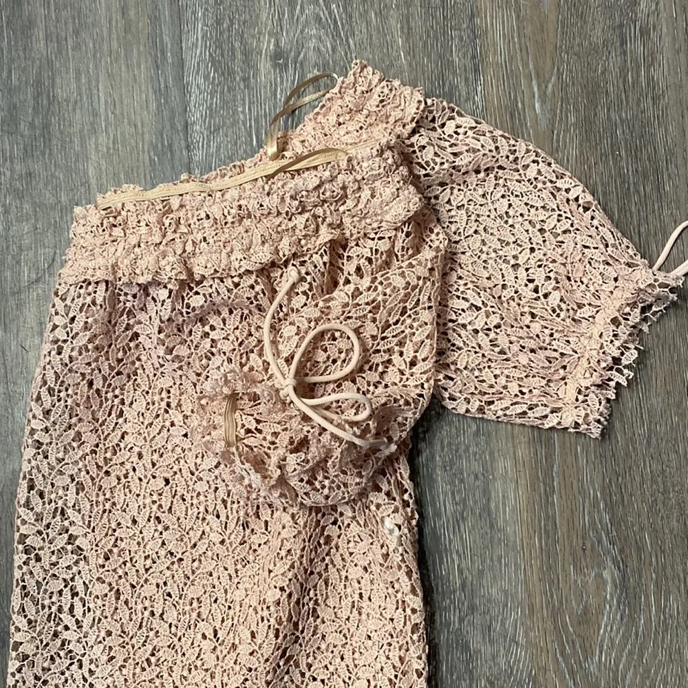 Zara Basic Collection Lace Short Sleeve Blouse Size XS - Image 9