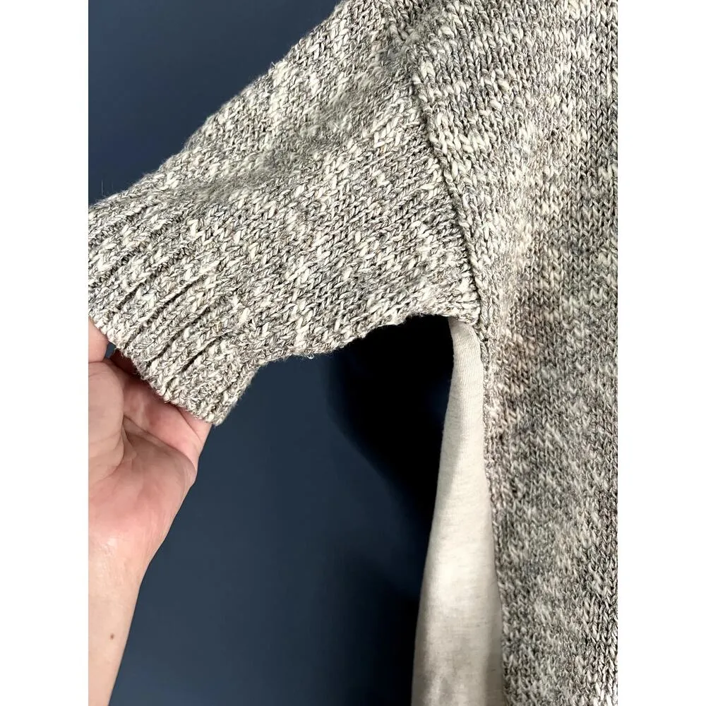 Lafayette 148 Crochet Woven Knit Cotton Sweater Top Gray Tan White M - Image 3