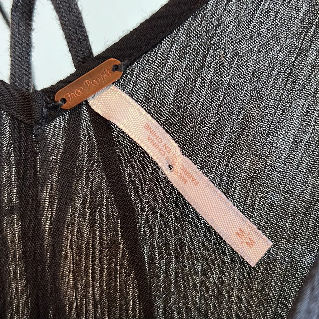 Free People Mesh Waist Insert Gauze Woven Mini Dress, M - Image 5