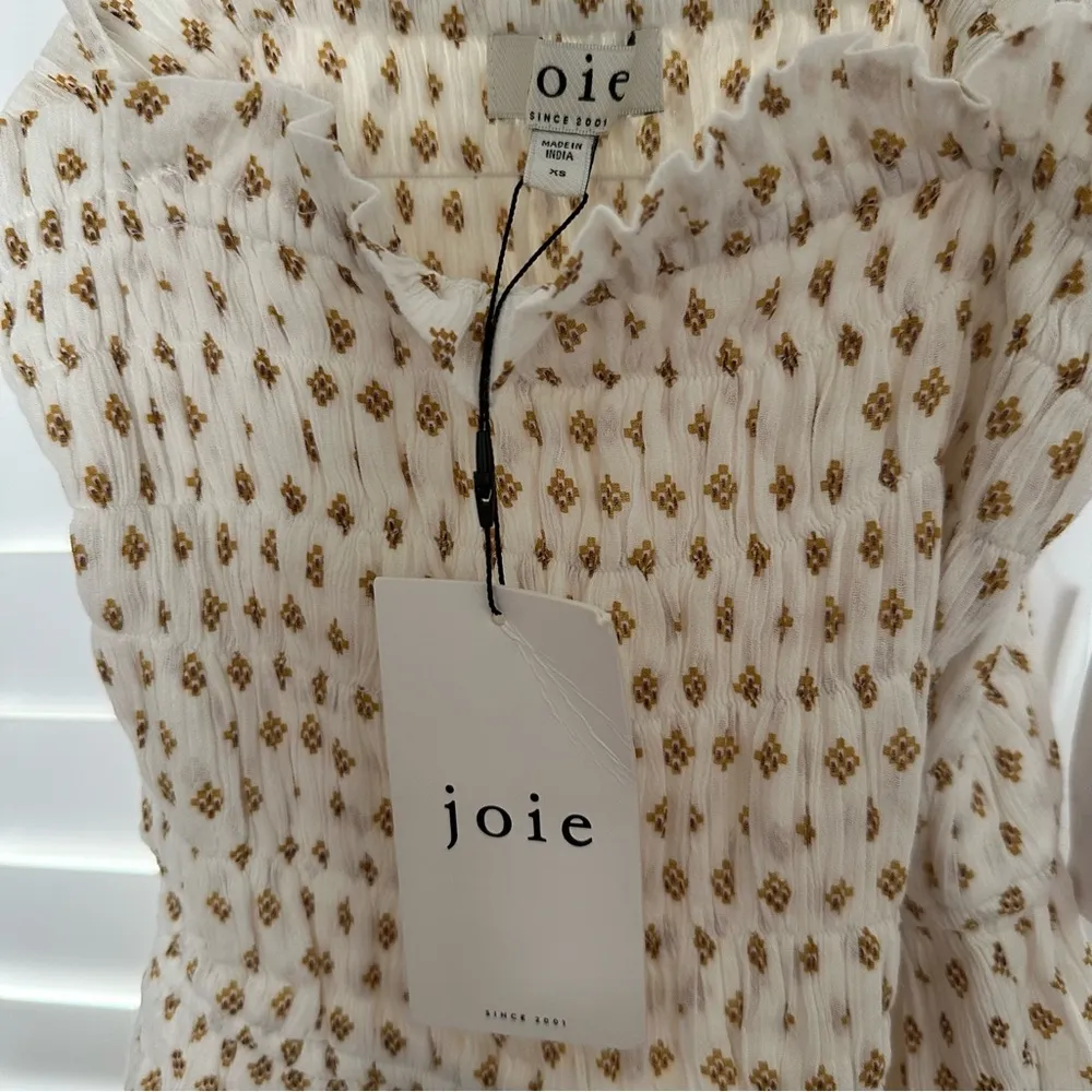 Joie Lesse Midi Dress XS Porcelain Ivory Crepe Diamond Print Square Neck - Image 8