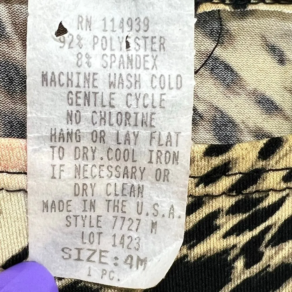 Vintage Donutz Inc Tunic Dress Womens 4 Tan Black Animal Print Bodycon Mob Wife - Image 10