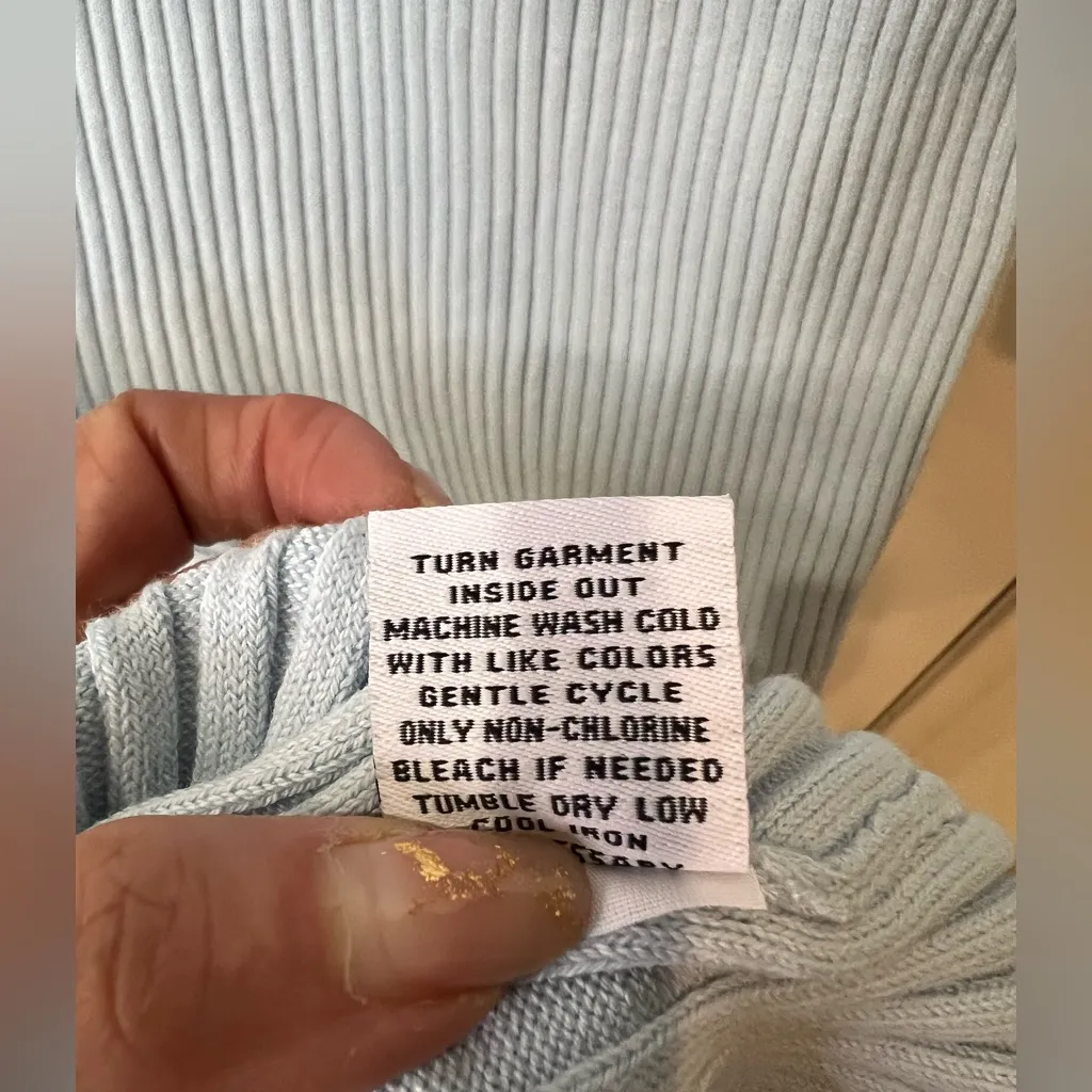 525 America Ribbed Button-Front Midi Dress Cardigan Sky Blue NWT Size L - Image 10