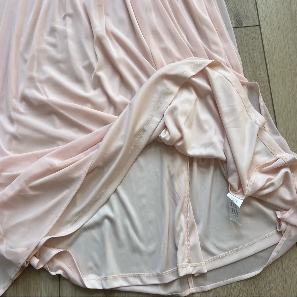 NWT Reverie Long Pleated High Neck Mesh Chiffon Pale Pink Formal Dress Size 8 - Image 15