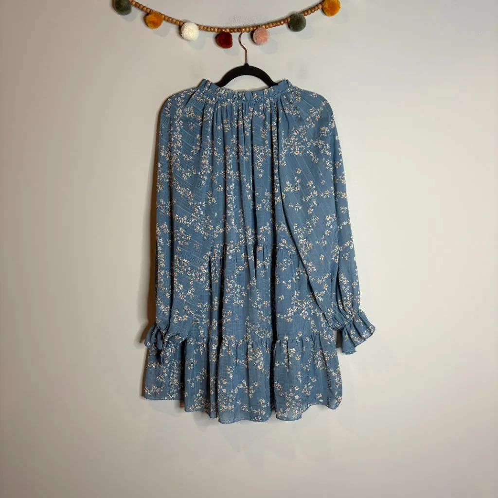Lulu’s Romantic Type Slate Blue Floral Print Tiered Babydoll Dress - Image 6