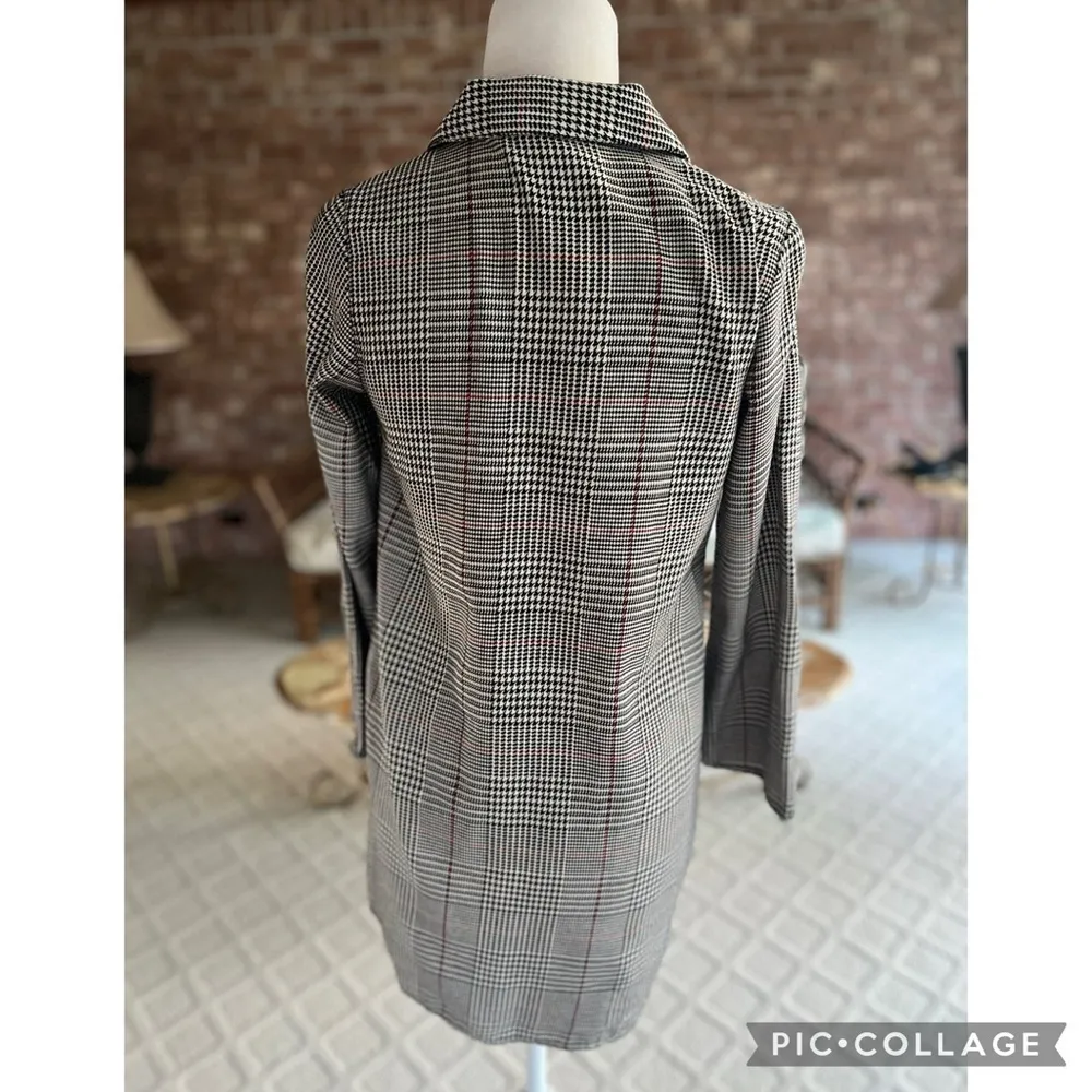 Zara Dress Houndstooth Plaid Mini Faux Leather Zipper XS A-line Casual Party Mod - Image 10