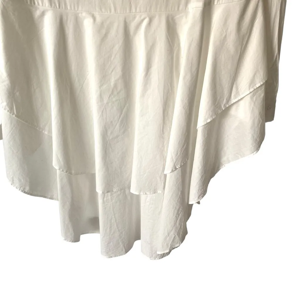 Walter Baker Peplum High Low White Button Down Blouse size medium - Image 5