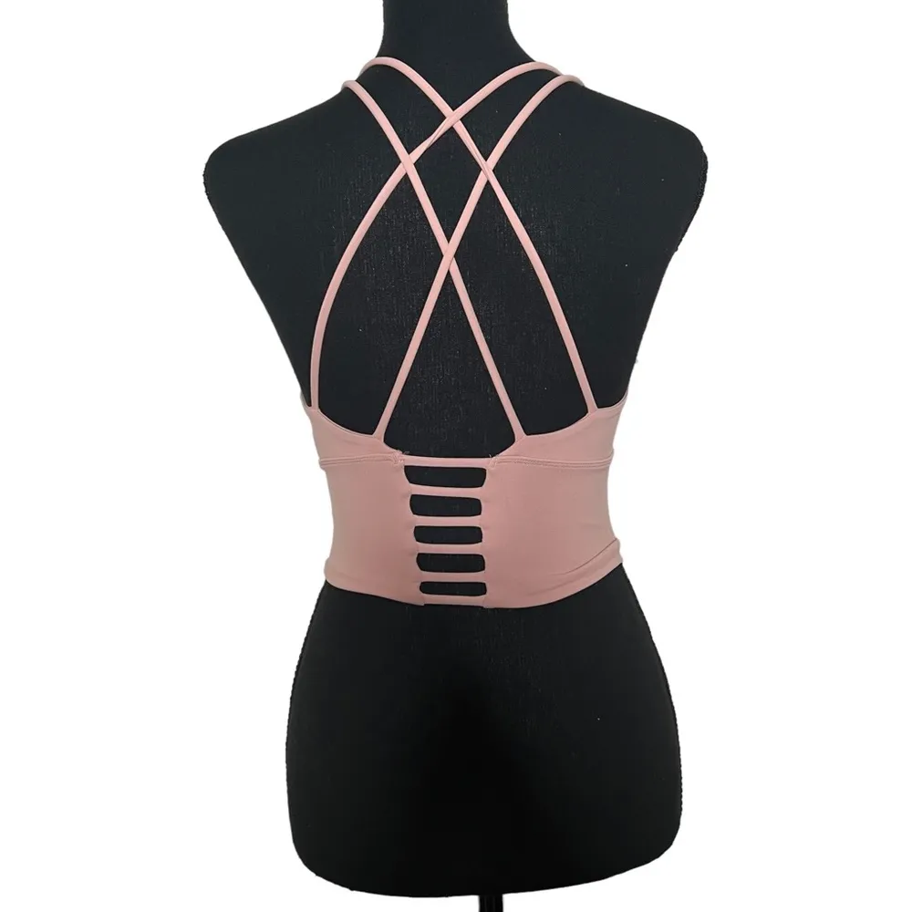 Halara Low Support Crisscross U Neck Longline Yoga Sports Bra XS Women’s Blush - Image 4
