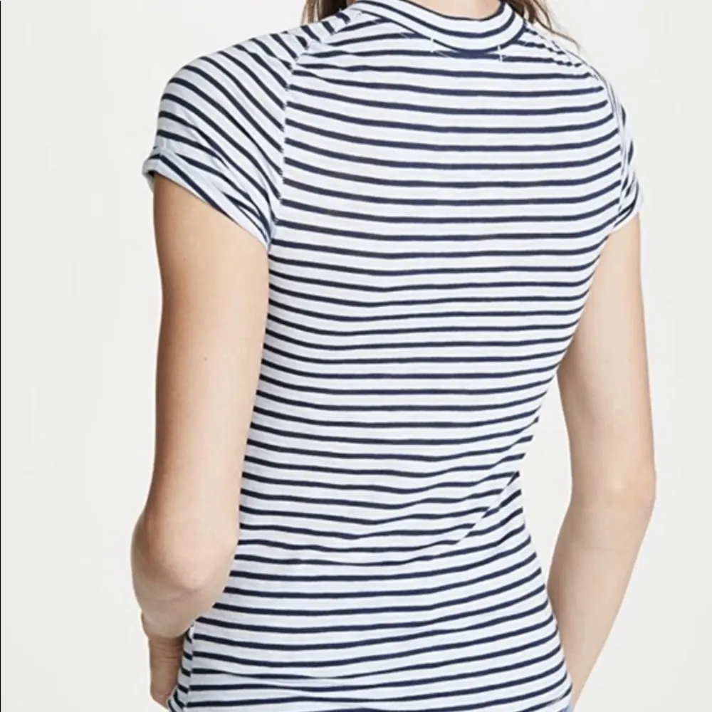 FREE PEOPLE Stripe Roll Sleeve NIGHT SKY TOP - Image 3