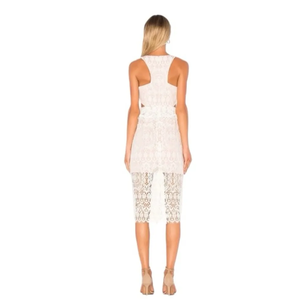 Alexis Pepa Lace Ruffles Midi Sleeveless Dress in Ivory - Image 3