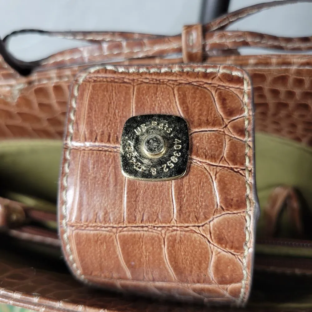 Liz Claiborne Satchel Bag Med Floral Cotton Faux Leather Embossed Alligator - Image 16