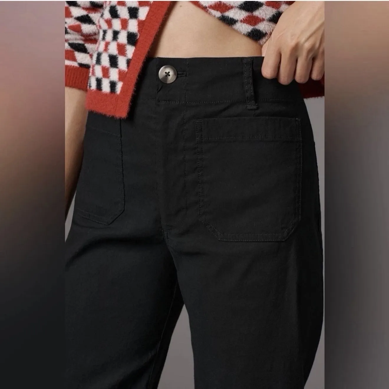 Maeve Anthropologie Womens The Colette Black Linen Blend Pants 24 Quiet Luxury - Image 3