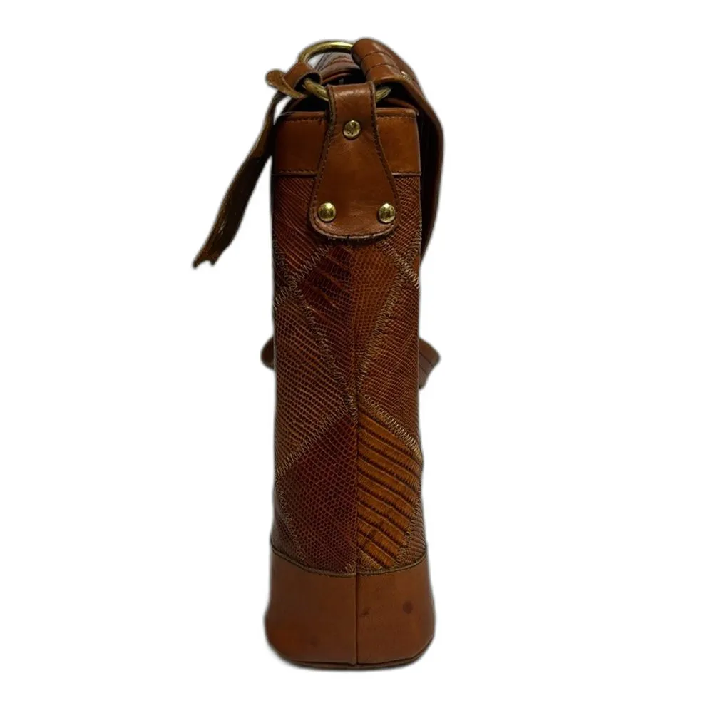Justin boots leather patchwork brown shoulder crossybody purse rodeo western - Image 4