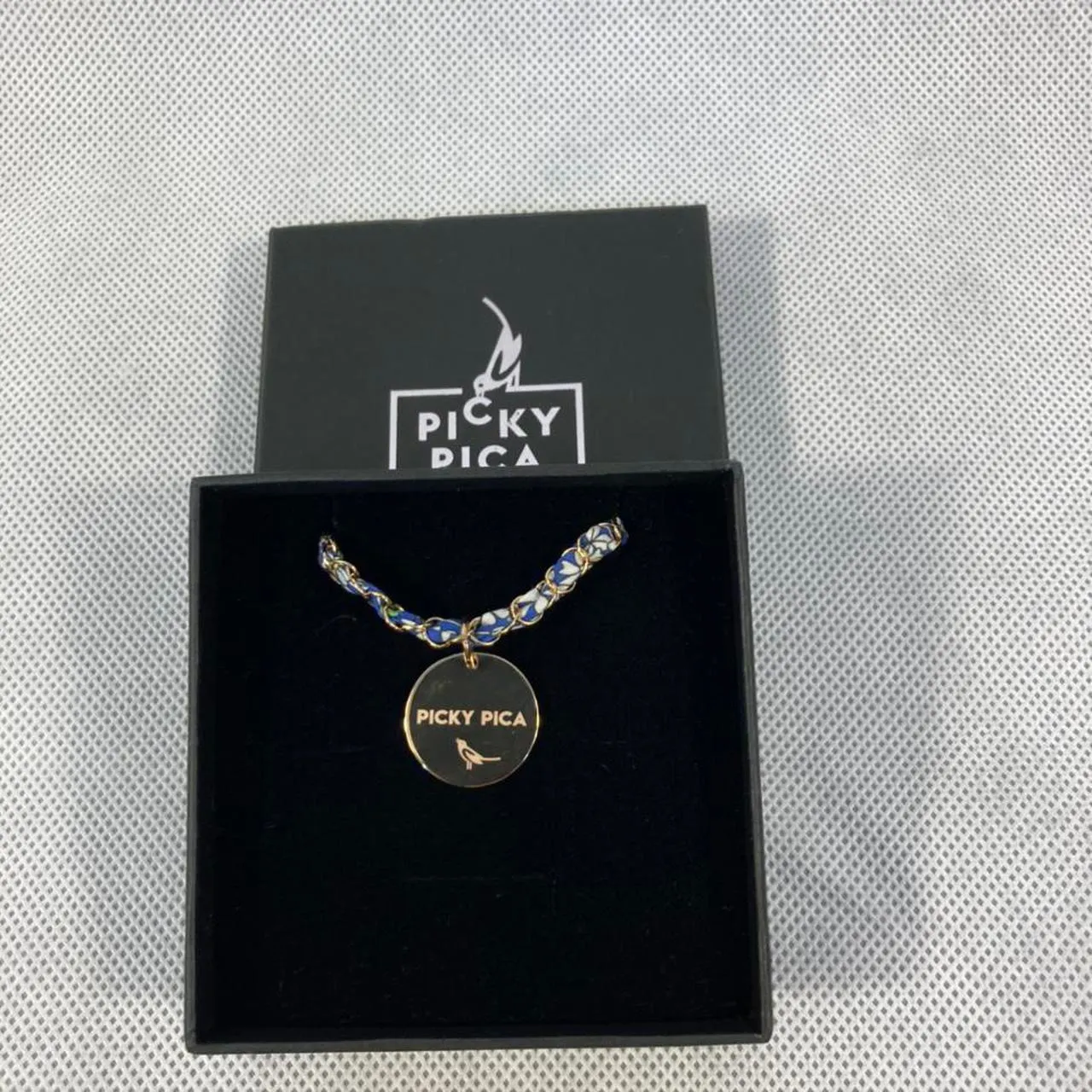 Picky Pica NWT  Necklaces Mix of Cotton fabric, Silver Chain and Brass Plate - Image 6