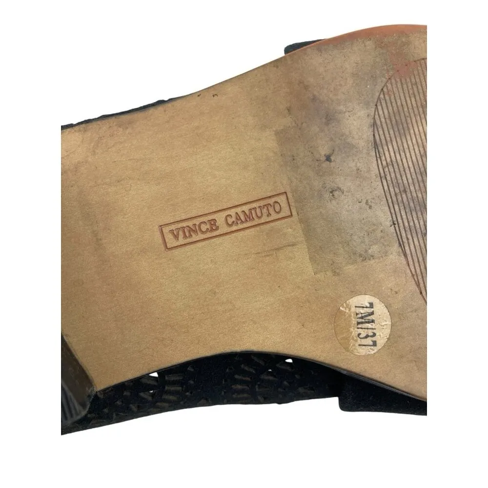 *Vince Camuto Kaylana Slides Womens 7M Black Suede Leather Cut Out Casual Shoe - Image 12