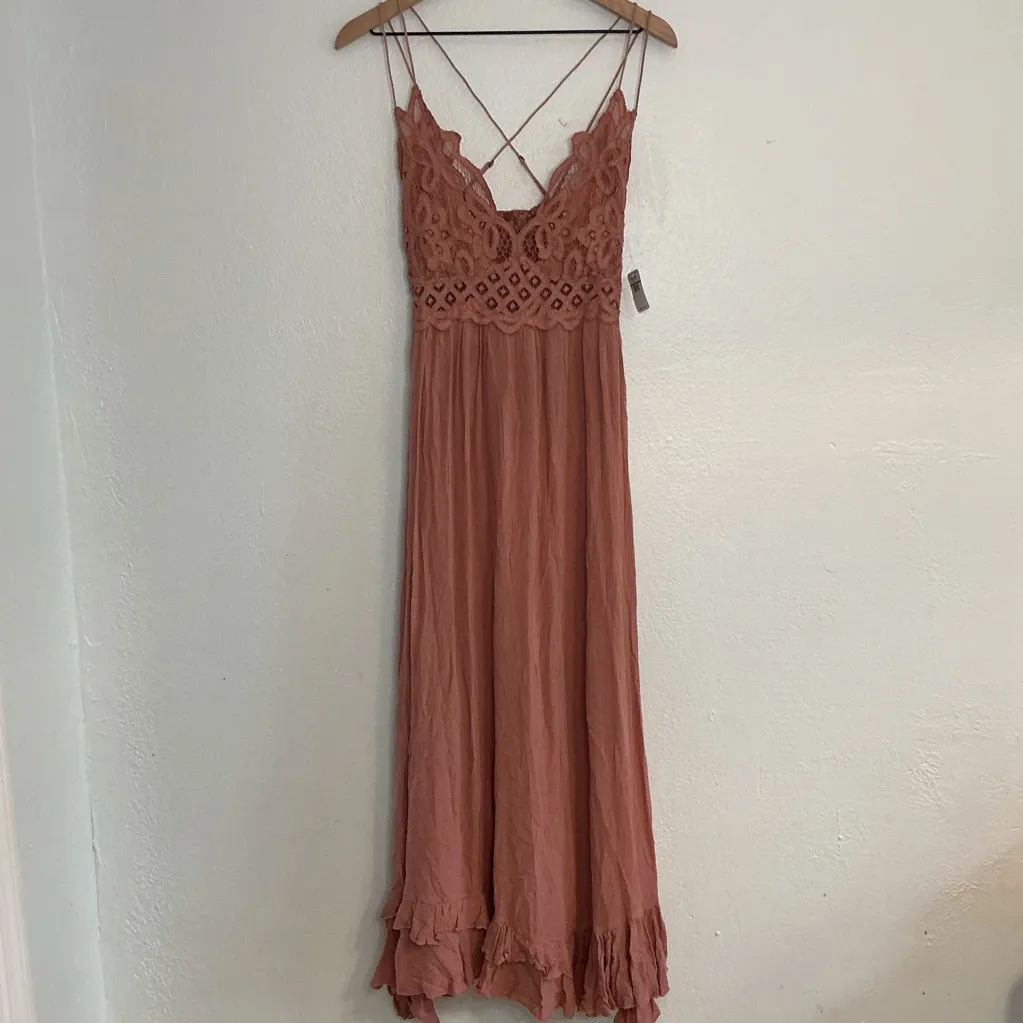 NWT Free People Adella Maxi Slip dress in a pink size large - Image 3