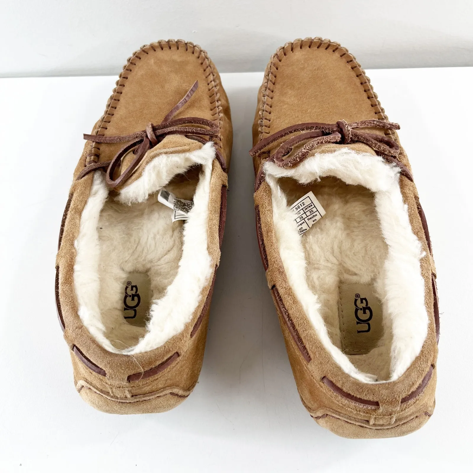 UGG Dakota Moccasin Slipper Shearling Lined Chestnut Brown Suede 8 - Image 6