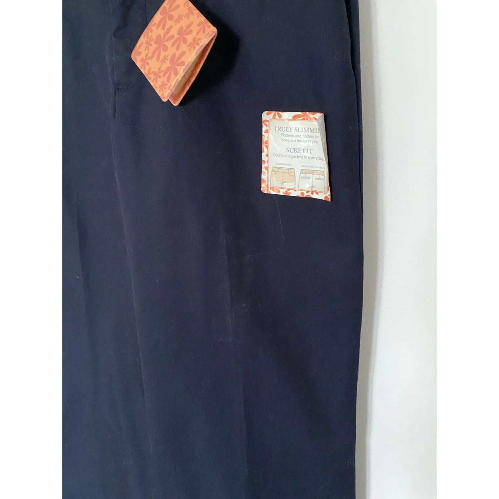 NWT Dockers Navy Metro Flat Front Boot Leg Trouser Stretch Waist Slimming 4S - Image 13