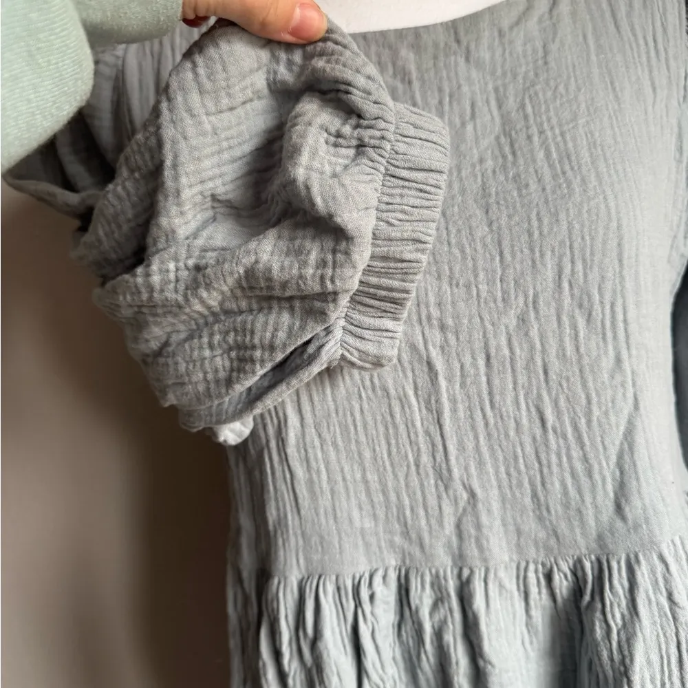 Altar’d State Light Blue Baby Doll Peasant 1/2 Cap Sleeve Mini Dress Women’s S - Image 2