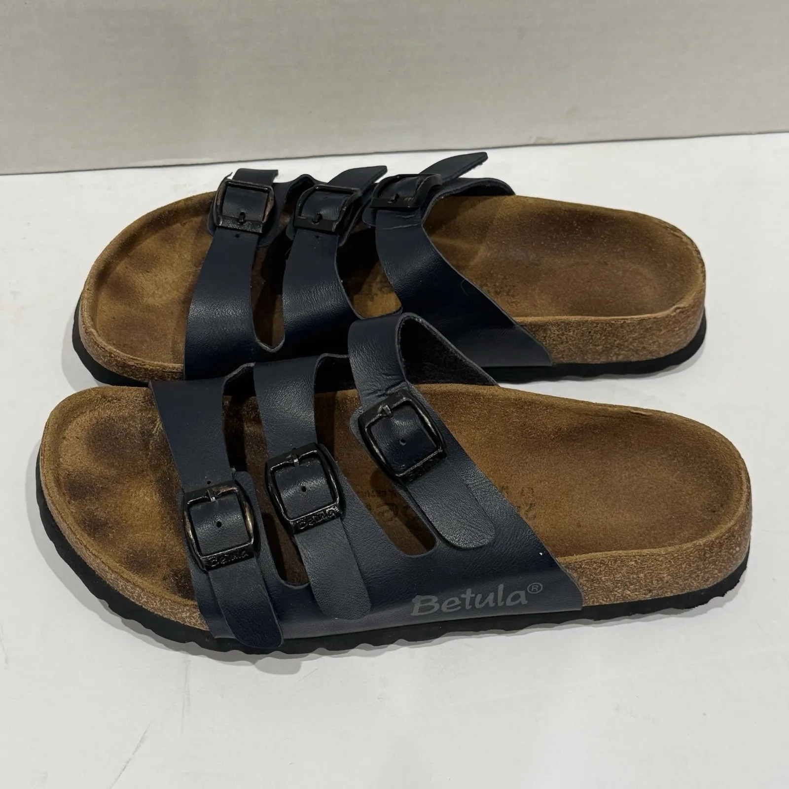 Betula Birkenstock Florida 3 Strap Slip On Sandal Navy Blue Women's 7 - Image 2