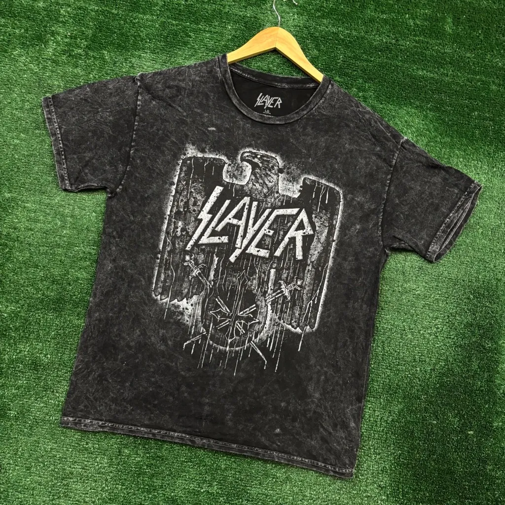 Slayer Eagle Statue Thrash Metal Band Mineral Wash T-Shirt Size Large - Image 3