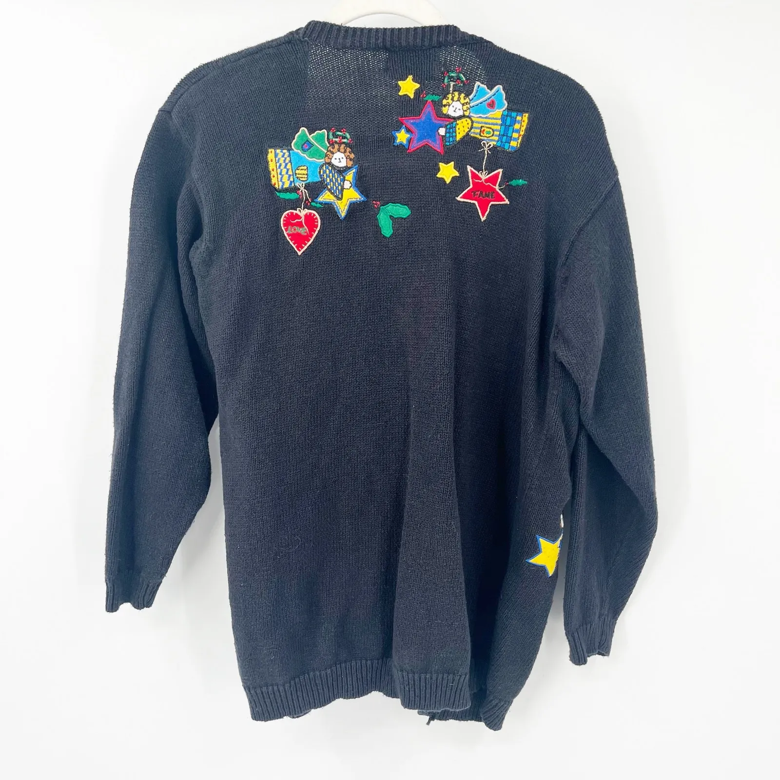 The Quacker Factory Womens Vintage Angels Ugly Christmas Sweater Cardigan Size L - Image 9