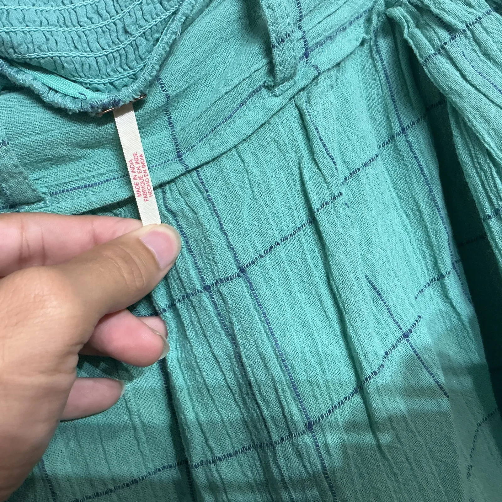 Free People Turquoise Lunar Cove Plaid Split Leg Pants Sz L NWOT - Image 6