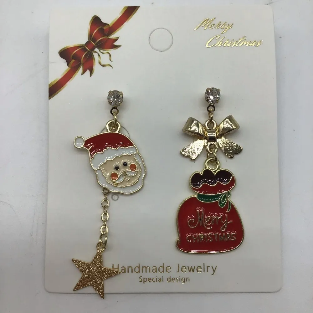 New Christmas SantaClaus gift bag fashion earrings Red - Image 4
