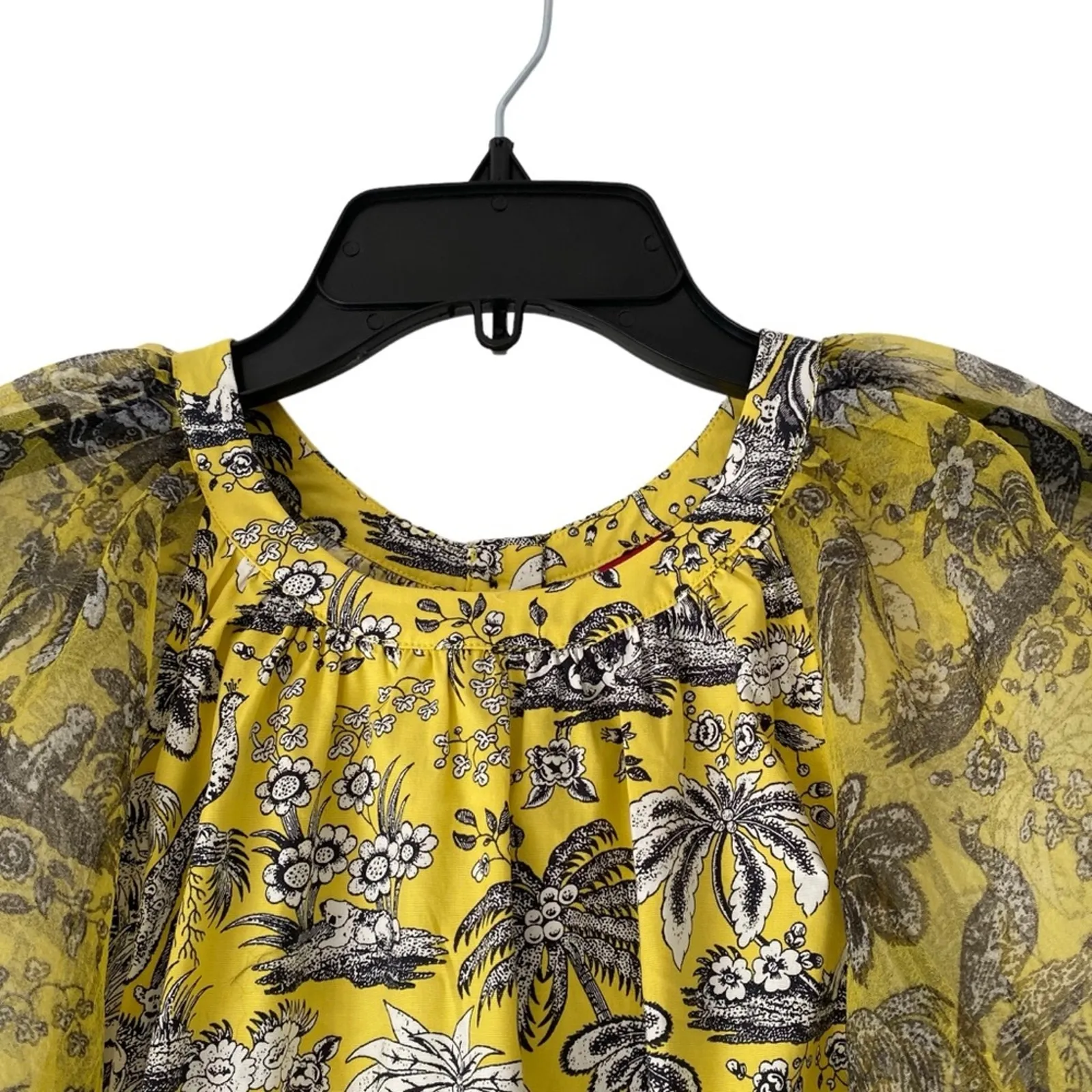 Staud Garden Yellow Marigold Toile Sheer Puff Long Sleeve Dress size XS - Image 6