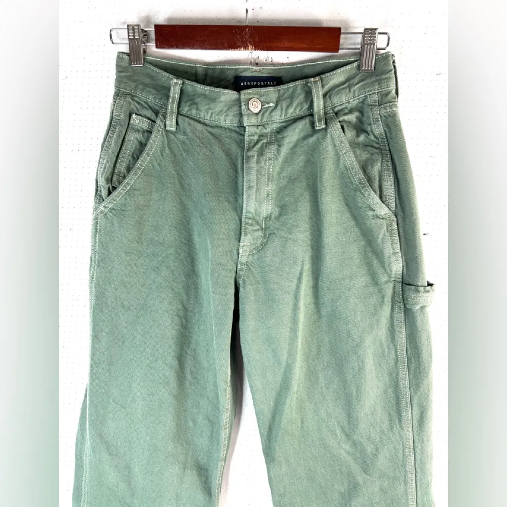 Aeropostale 2 Painters Style Baggy Straight Leg Jeans in Sage - Image 3