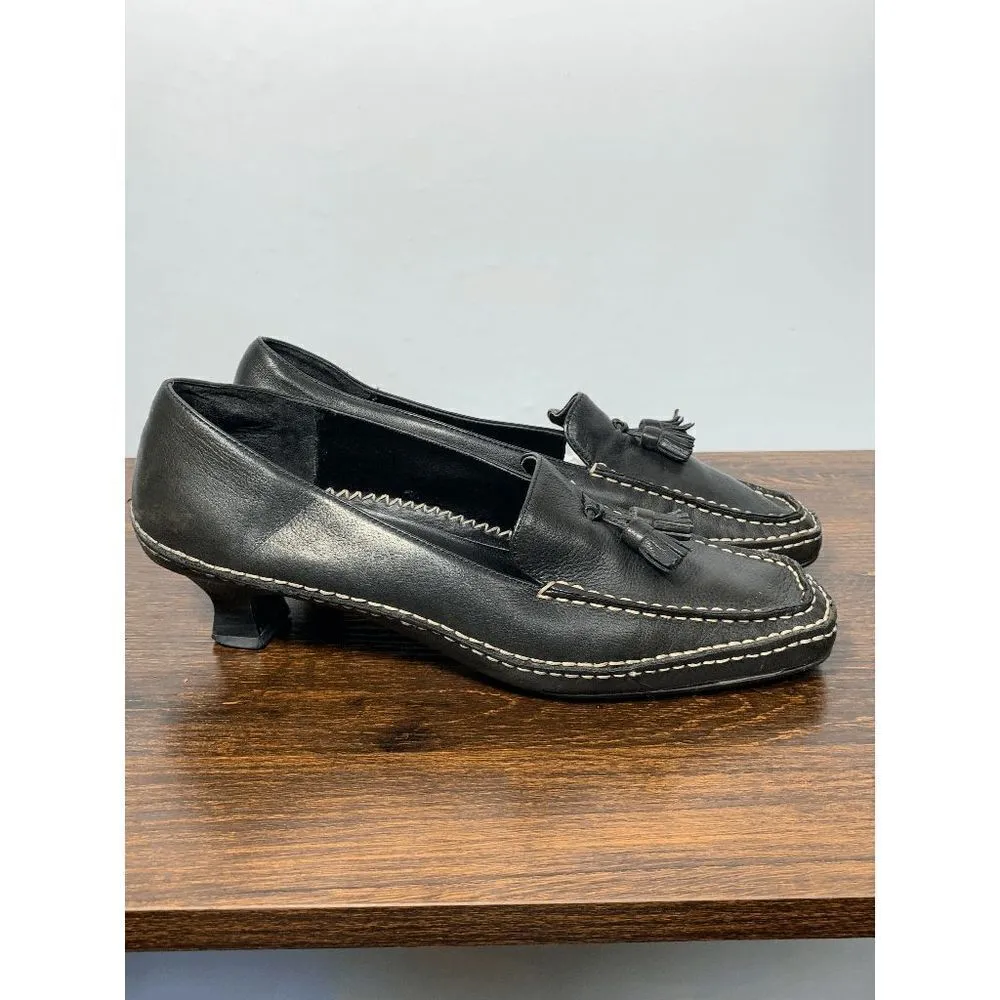 Aerosoles Front Gate Women Kitten Heel Loafers Moccasin Black Leather Shoes 8.5M - Image 5