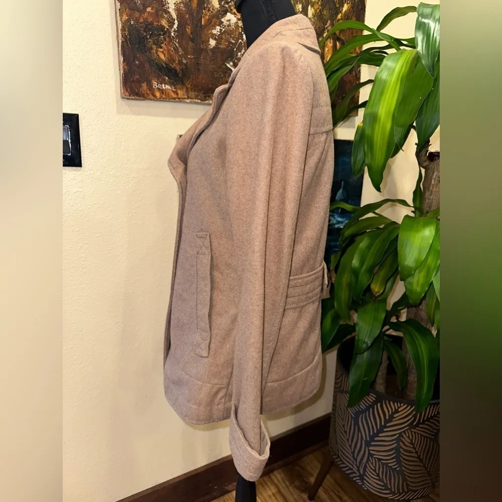 EUC BERSHKA Double Breasted Peacoat  Wool Swing Jacket LIGHT BROWN Coat. - Image 4