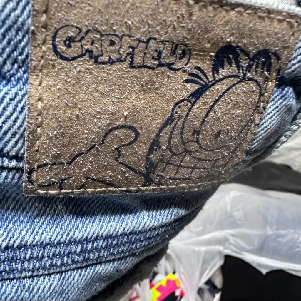 Garfield Distressed Mom Fit Blue Denim Jeans Distressed 42 Euro US 10 - Image 12