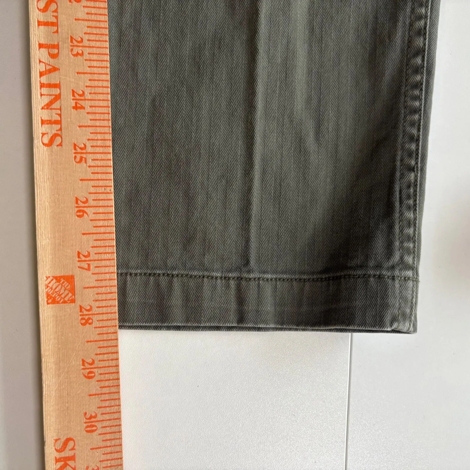 Madewell High Rise Utility Pants Green Herringbone Cotton Blend Women's Size 26‎ - Image 8