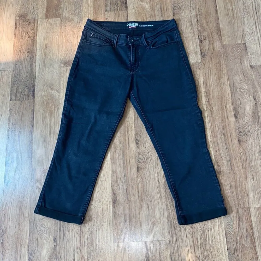 Denizen from Levi’s Modern Cropped Black Jeans Sz 30 Cotton Stretchy Midrise - Image 7