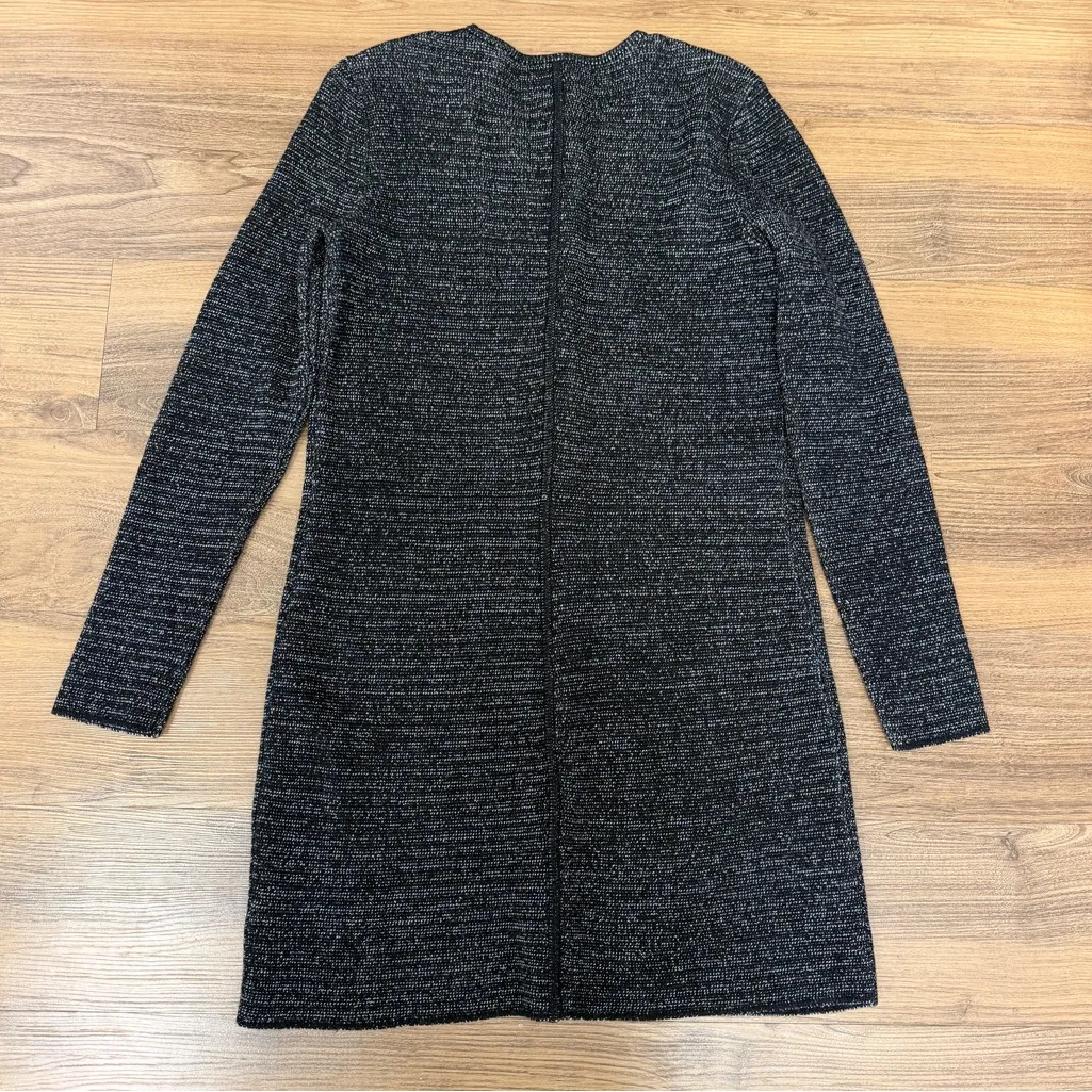 Talbots Heavy Knit Zip Cardigan Duster Sweater Black White Workwear Teacher - Image 2