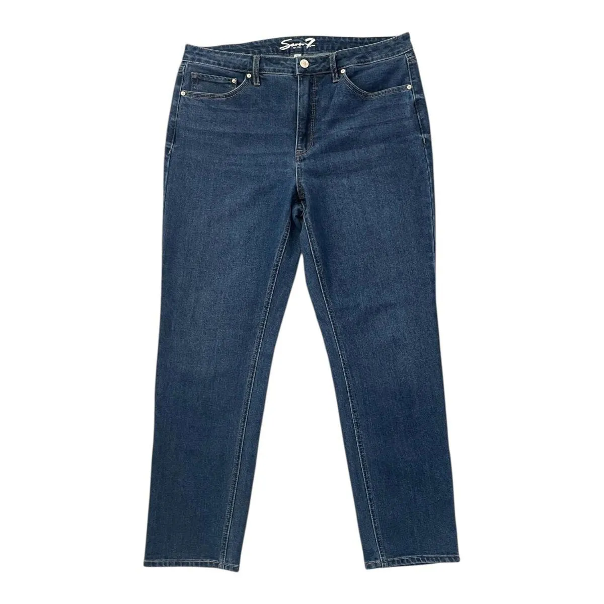 7 For All Mankind Slim Straight Jeans Stretch Denim Blue Women's Size 14 - Image 3