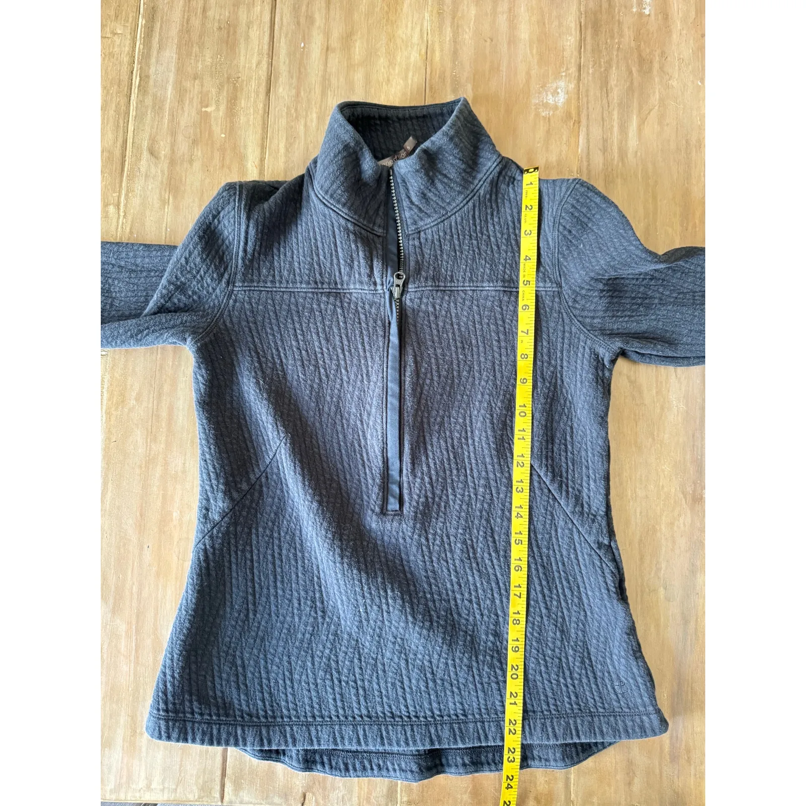 Crane & Lion Quilted Half Zip Pullover Gray Size 6 Cotton Blend Long Sleeve Blue - Image 4