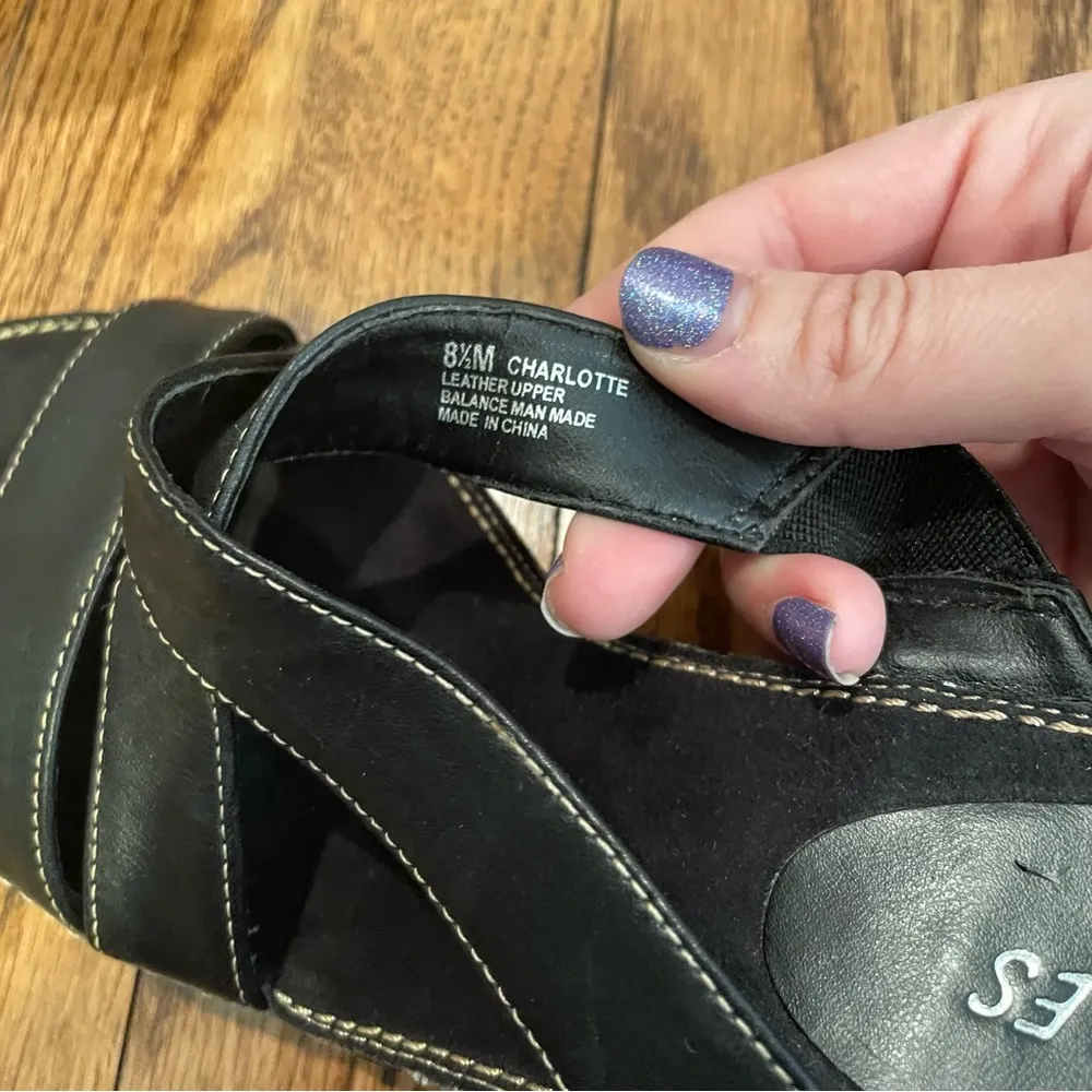 Aerosoles Charlotte Leather Healed Sandals Black Size 8.5 - Image 7