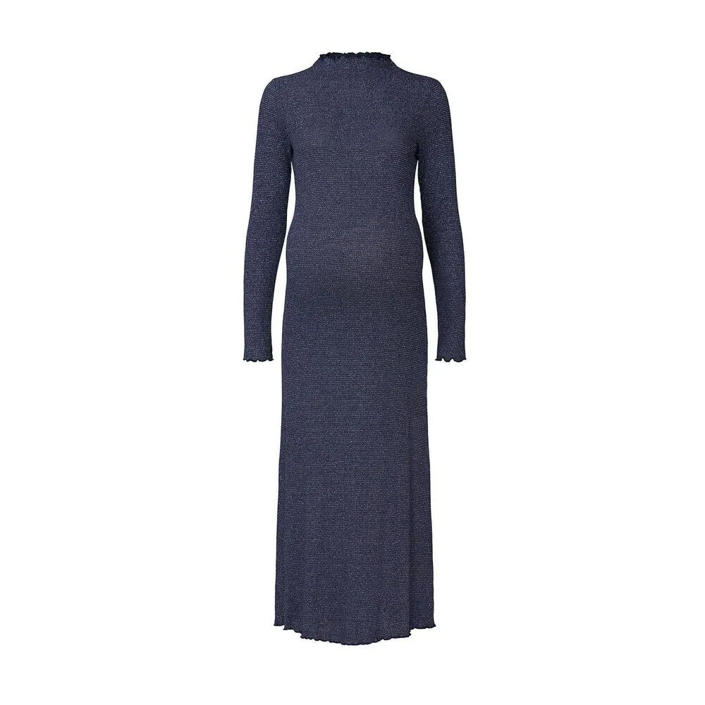 Rachel Pally Navy Metallic Ribbed Mara Maternity Long Sleeve Midi Dress Size S - Image 5